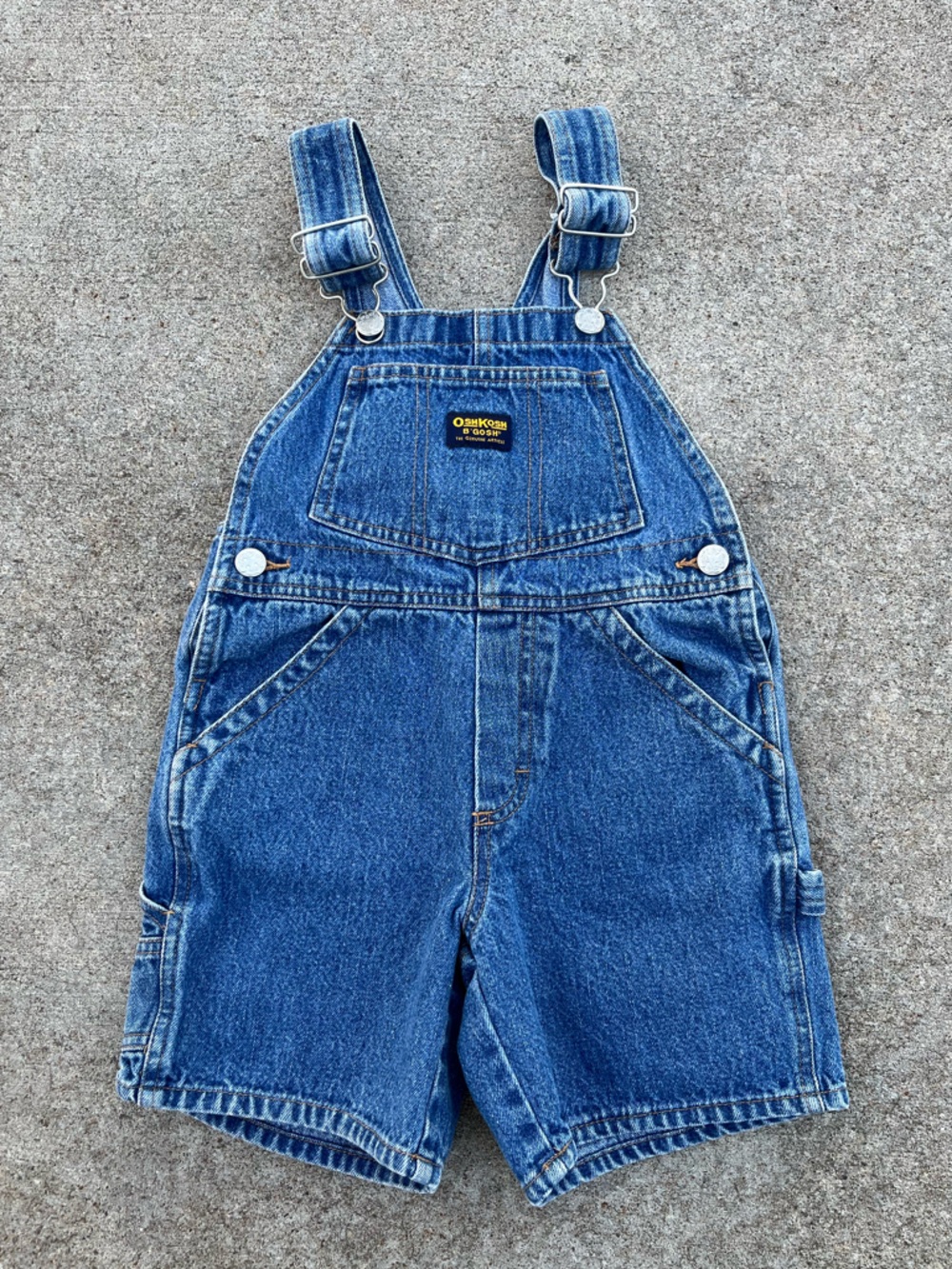 Oshkosh B'Gosh Vintage Blue Jean Denim Short Overalls Size 4 Vestbak